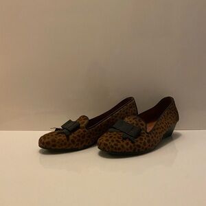 Hispanitas Leopard Print pony hair Loafers with Black Bow
